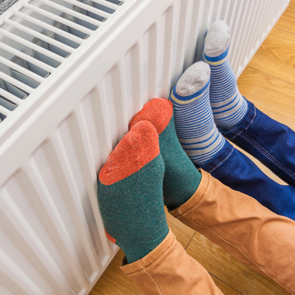 feet on radiator